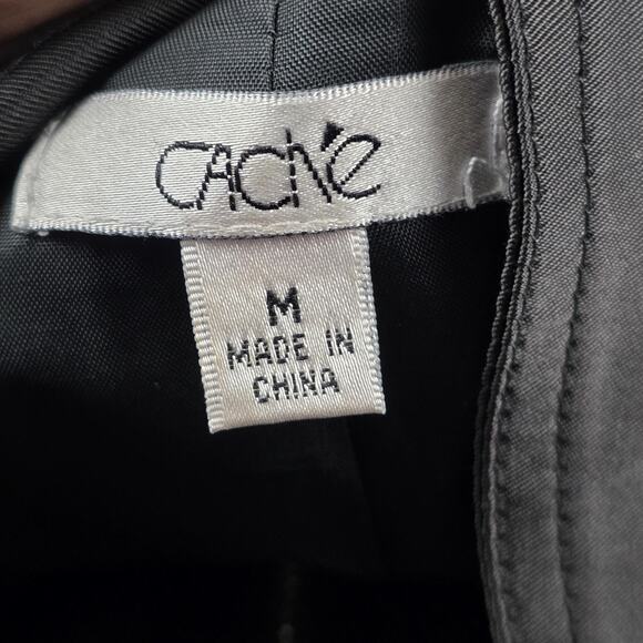 Cache Jacket Womens Medium Black Funnel Collar Drawstring Zip Pockets Snap Front - Picture 7 of 11